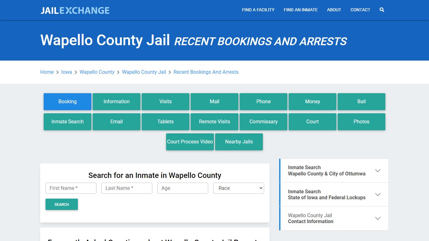 Wapello County Jail Recent Bookings And Arrests - Jail Exchange