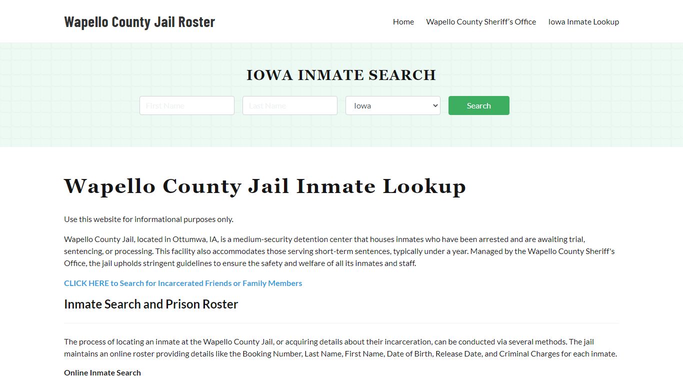 Wapello County Jail Roster Lookup, IA, Inmate Search